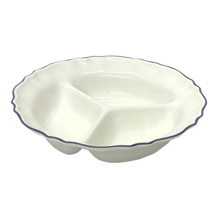 mid century white ceramic divided serving bowl 7210