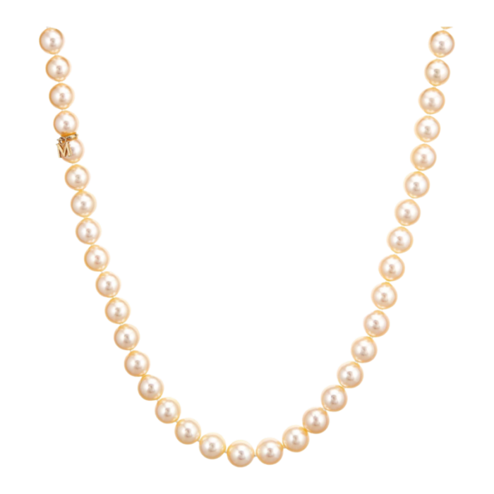 mikimoto 8mm golden akoya pearl necklace 17 strand estate fine jewelry 6550