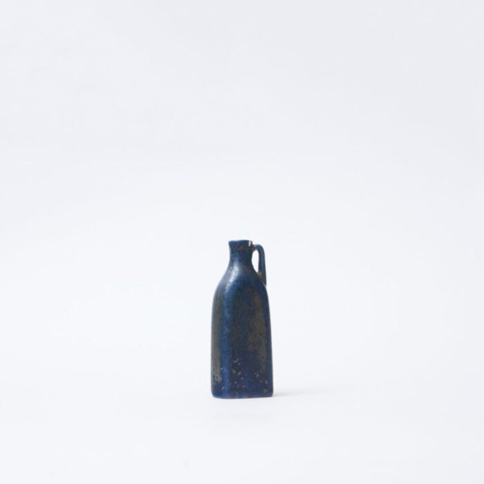 miniature blue bottle shaped vase by carl harry stalhane 1950s 1