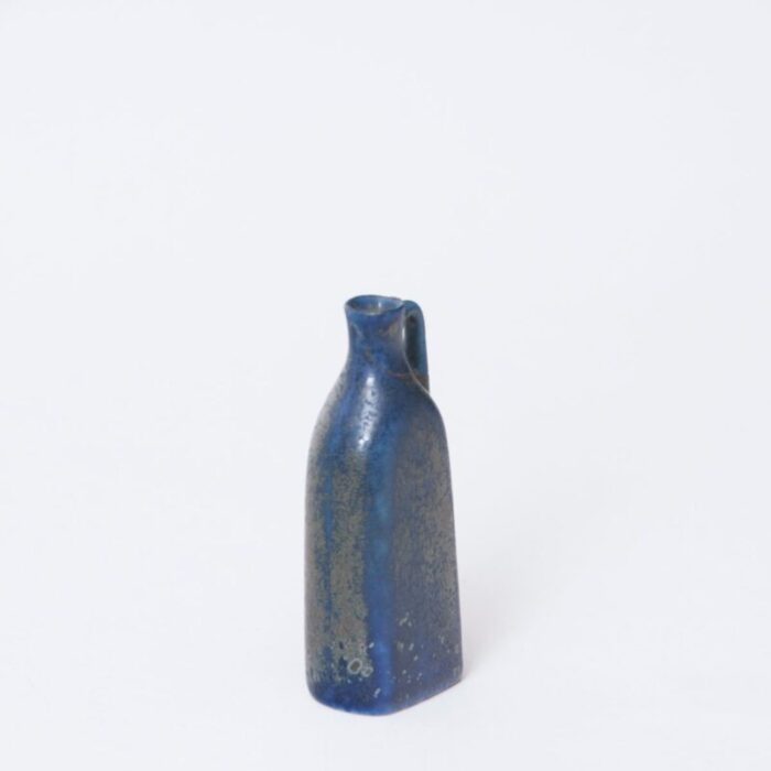 miniature blue bottle shaped vase by carl harry stalhane 1950s 2