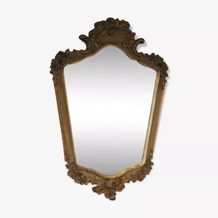 mirror with gilded wood frame and polychrome decoration 1