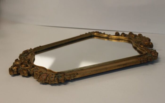 mirror with gilded wood frame and polychrome decoration 4