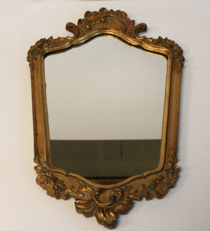 mirror with gilded wood frame and polychrome decoration 5