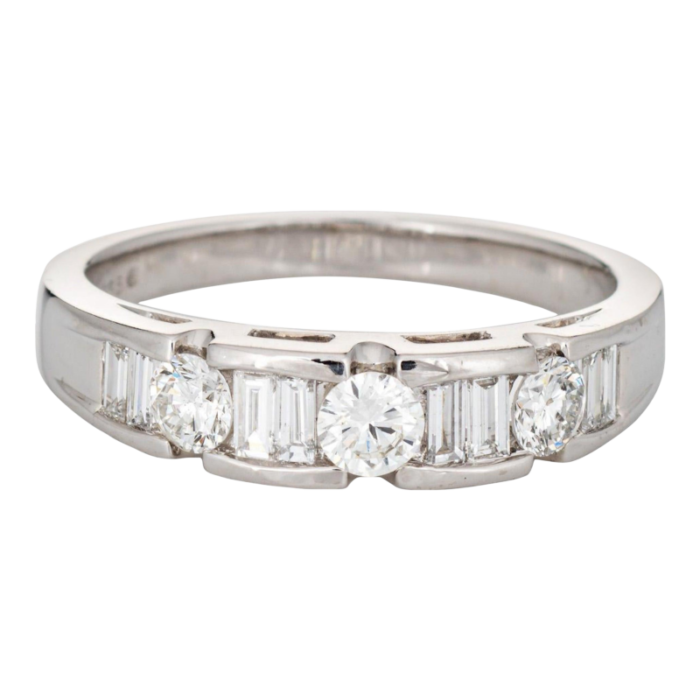 mixed cut diamond band estate 14k white gold stacking ring anniversary jewelry 2064