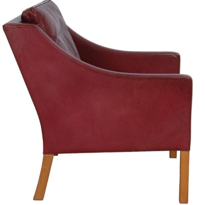 model 2207 lounge chair in indian red anilin leather by brge mogensen 1990s 9877