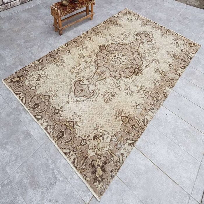 modern overdyed beige rug 1960 1 1