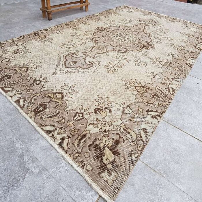 modern overdyed beige rug 1960 5 1