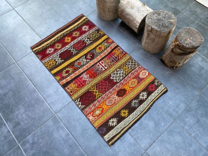 multi color handmade turkish kilim rug 1222