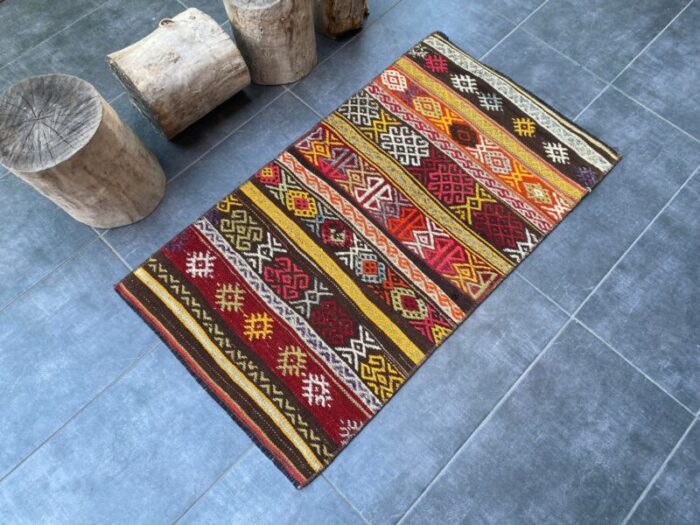 multi color handmade turkish kilim rug 4834