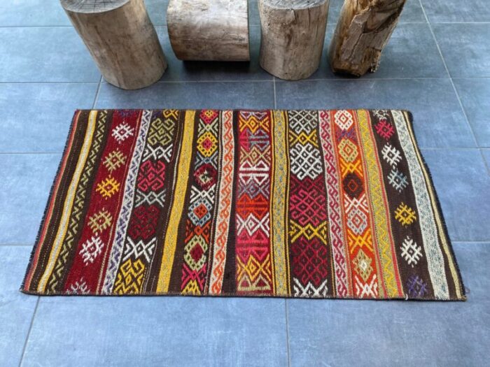 multi color handmade turkish kilim rug 6038