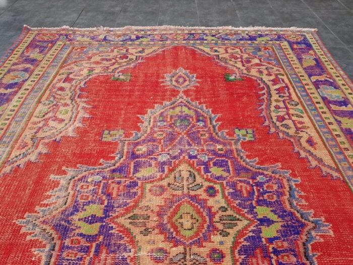 oriental overdyed rug meallion design rug wool tribal rug traditional rug 1960 10