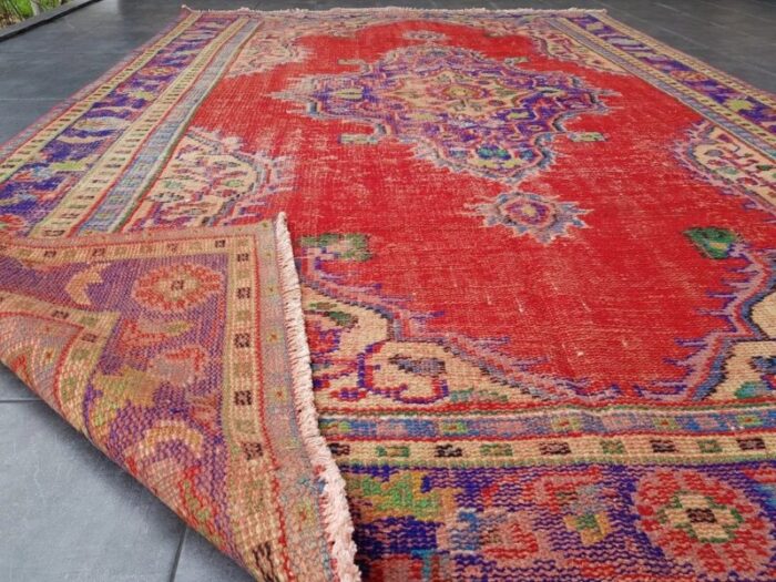 oriental overdyed rug meallion design rug wool tribal rug traditional rug 1960 8