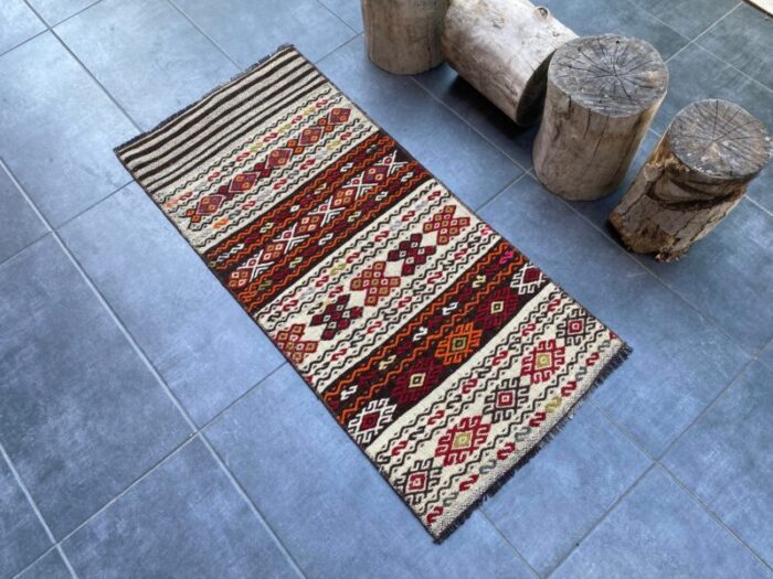 oushak vintage area kilim rug 1666