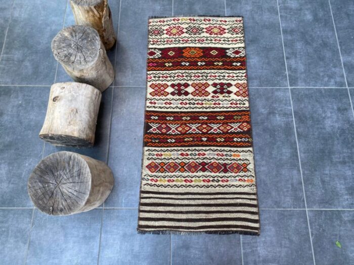 oushak vintage area kilim rug 7493