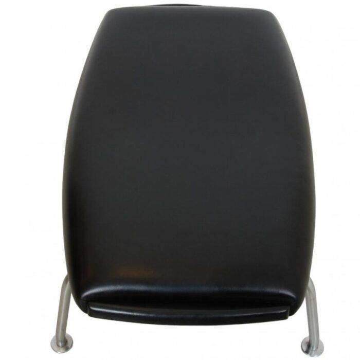 ox chair foot stool in black leather by hans wegner 7206