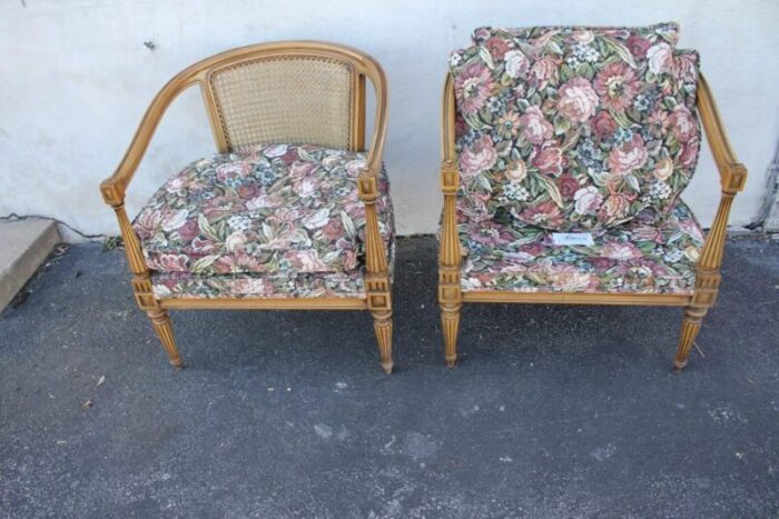 pair of 1950s vintage french provincial fruitwood club fireside chairs 2767