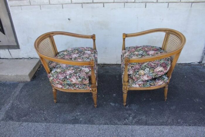 pair of 1950s vintage french provincial fruitwood club fireside chairs 3551