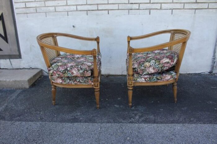 pair of 1950s vintage french provincial fruitwood club fireside chairs 3777