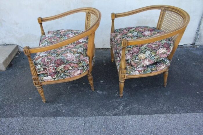 pair of 1950s vintage french provincial fruitwood club fireside chairs 3887