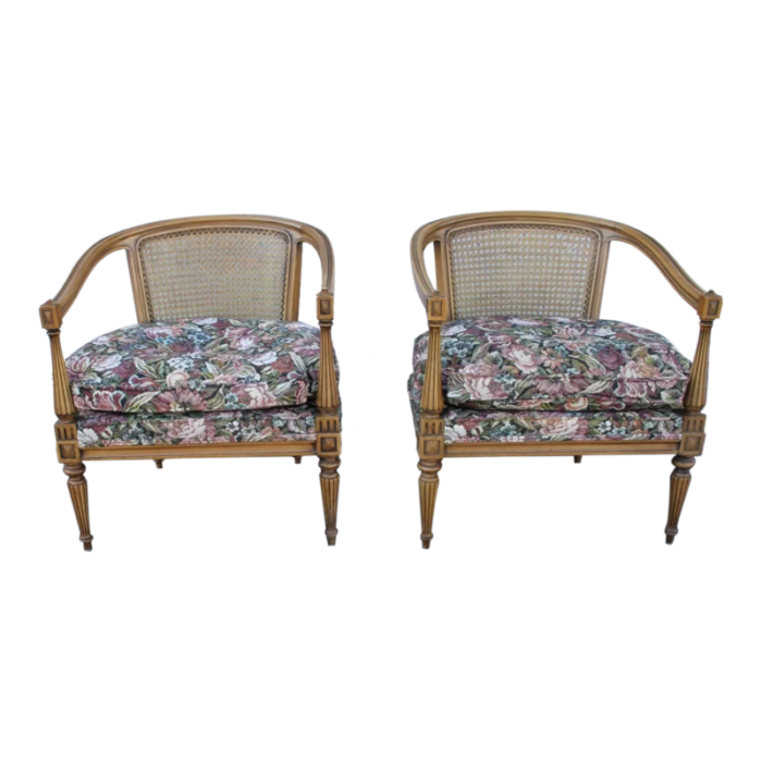 pair of 1950s vintage french provincial fruitwood club fireside chairs 5501