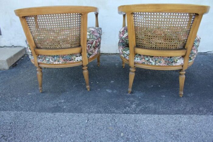 pair of 1950s vintage french provincial fruitwood club fireside chairs 8744