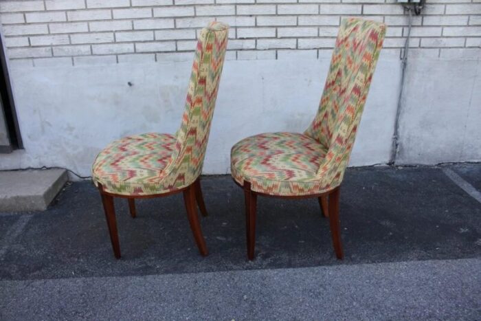 pair of hollywood regency mahogany side chairs new upholstery 0528