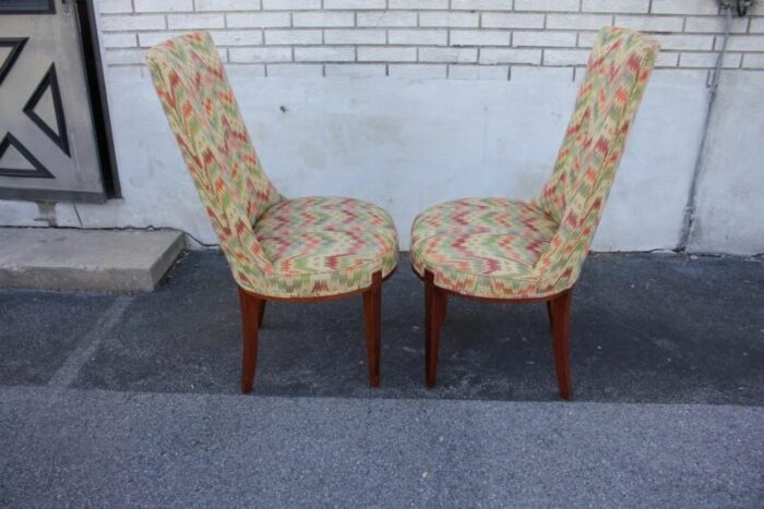 pair of hollywood regency mahogany side chairs new upholstery 1602