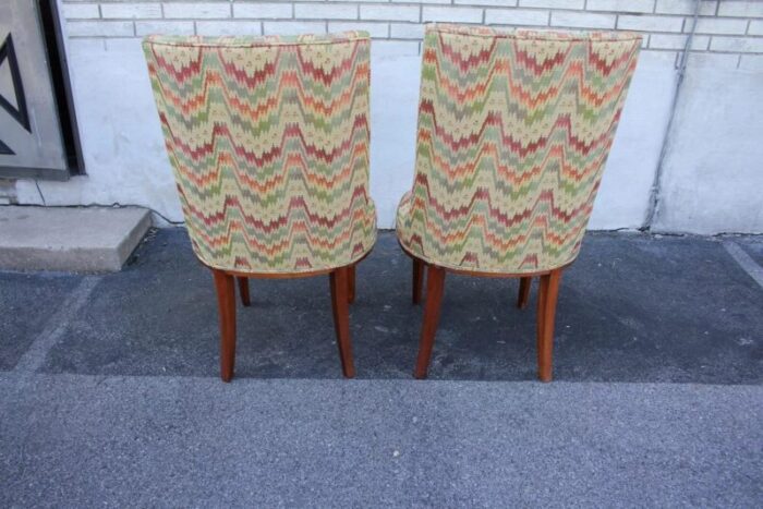 pair of hollywood regency mahogany side chairs new upholstery 3294