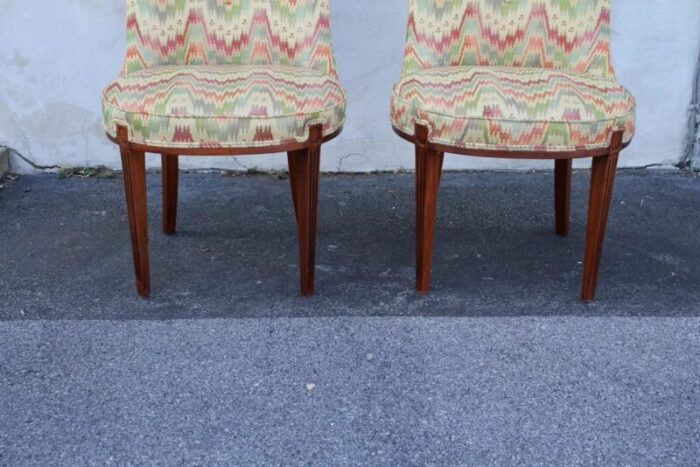 pair of hollywood regency mahogany side chairs new upholstery 4372