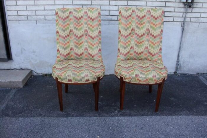 pair of hollywood regency mahogany side chairs new upholstery 8854