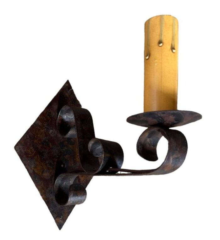 pair of iron sconces in simple design circa 1920 6378