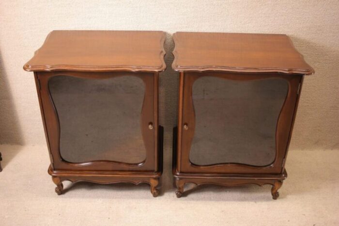 pair of walnut french provincial nightstands bedside tables circa 1920 6805