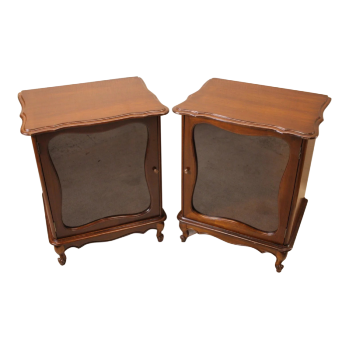 pair of walnut french provincial nightstands bedside tables circa 1920 9353