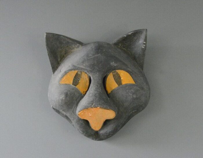 papier mache cat carnival mask 1960s 3