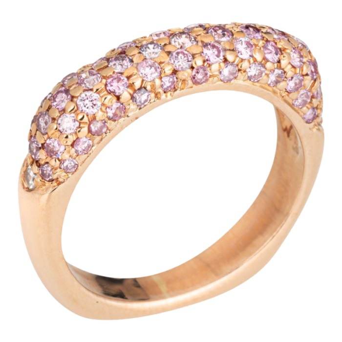 pave pink sapphire square ring sz 525 stacking band 14k rose gold fine jewelry 1353