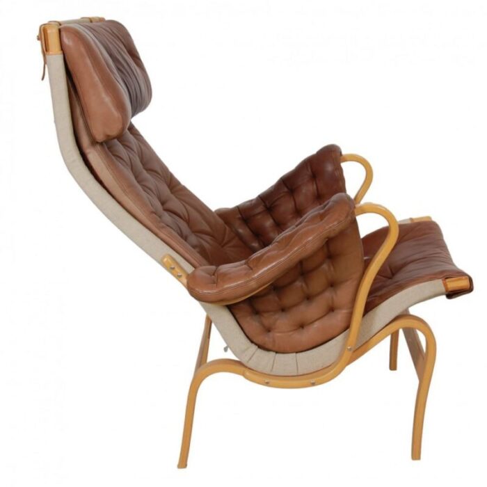 pernilla chair model 69 in brown aniline leather by bruno mathsson 1980s 1777