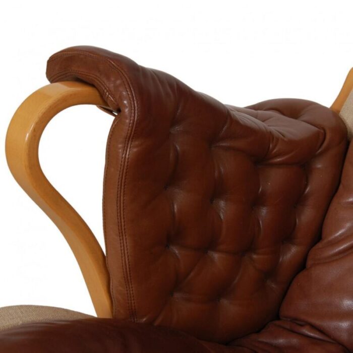 pernilla chair model 69 in brown aniline leather by bruno mathsson 1980s 4071