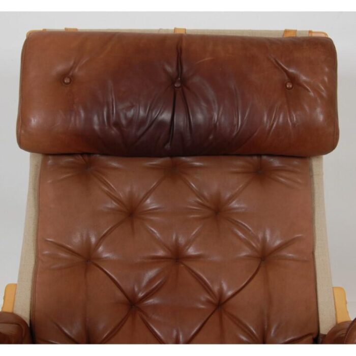 pernilla chair model 69 in brown aniline leather by bruno mathsson 1980s 4307