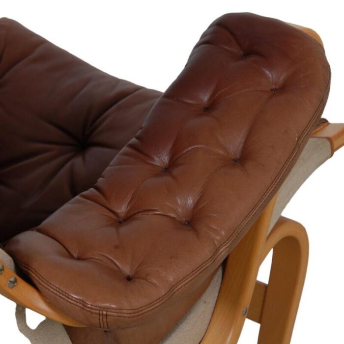 pernilla chair model 69 in brown aniline leather by bruno mathsson 1980s 4309