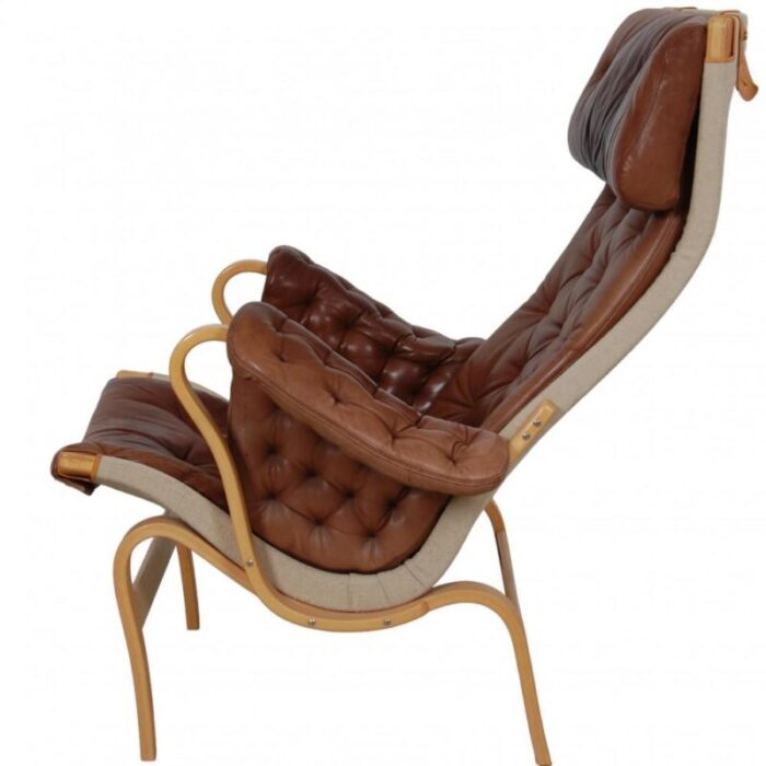 pernilla chair model 69 in brown aniline leather by bruno mathsson 1980s 6802