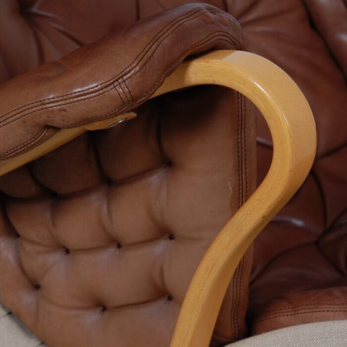 pernilla chair model 69 in brown aniline leather by bruno mathsson 1980s 7479