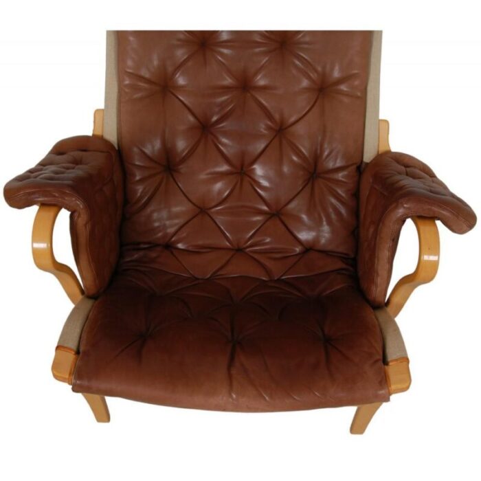 pernilla chair model 69 in brown aniline leather by bruno mathsson 1980s 7608