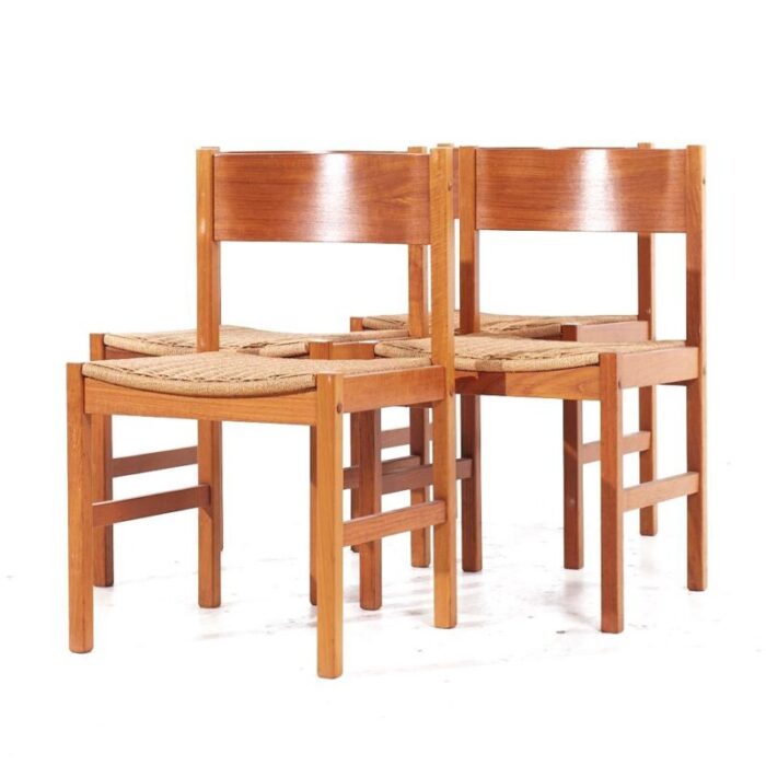 peter hvidt style mid century teak dining chairs set of 4 2450