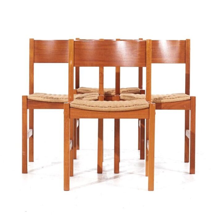 peter hvidt style mid century teak dining chairs set of 4 4235