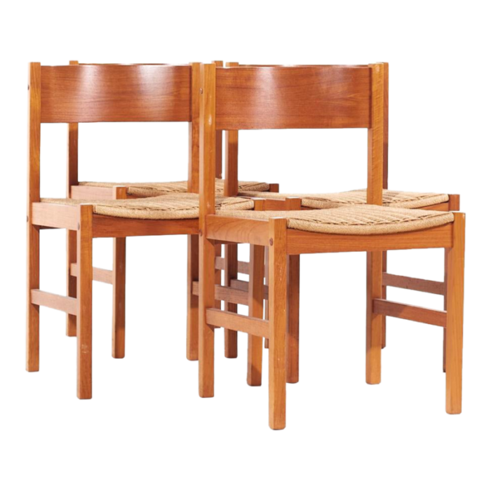 peter hvidt style mid century teak dining chairs set of 4 5988