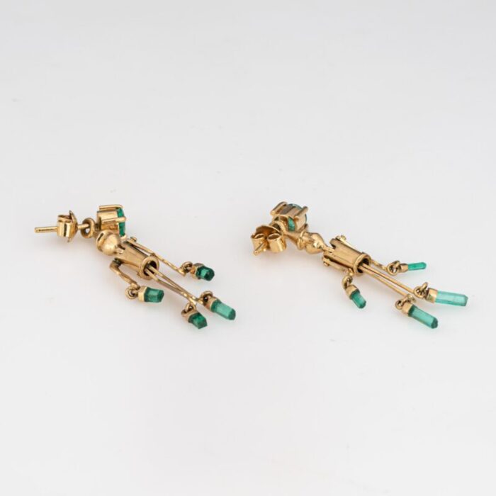 pinocchio emerald earrings articulated 18k yellow gold 125 vintage jewelry 4934