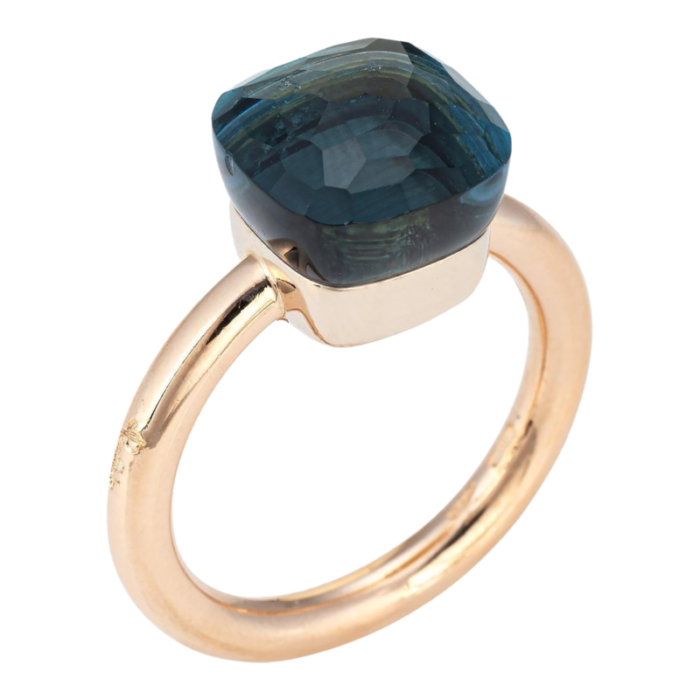 pomellato nudo london blue topaz ring classic 18k yellow gold estate jewelry 6 5705