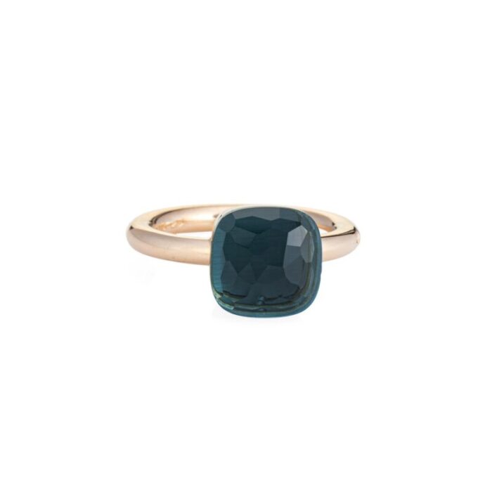 pomellato nudo london blue topaz ring classic 18k yellow gold estate jewelry 6 6148