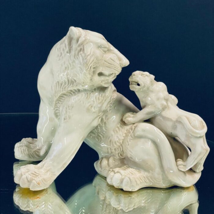 porcelain lion sculpture 1800s 1