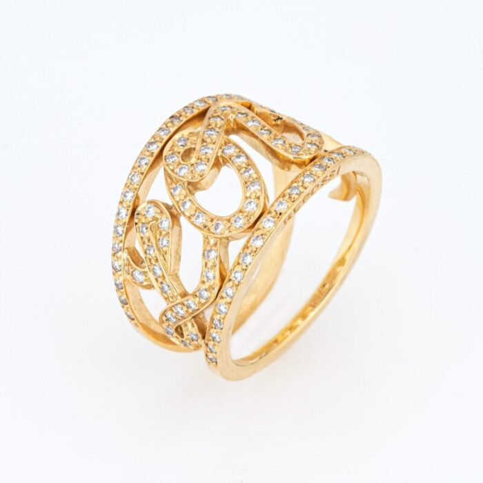 repossi diamond love script ring sz 6 estate 18k yellow gold band signed jewelry 5976